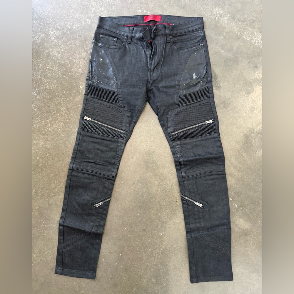 HUGO Black Japanese denim biker jeans